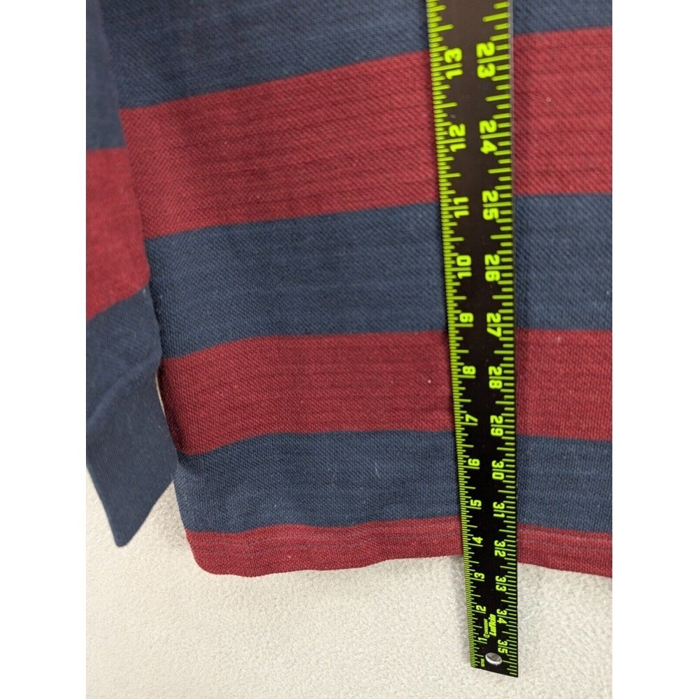 ODA Rugby Shirt Men's 2XL Maroon Blue Striped Long Sleeve 1/4 Zip Preppy NEW - Picture 6 of 11